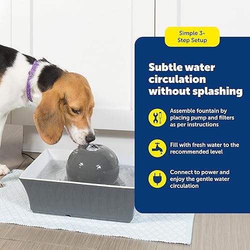 Miniatura 5 de PetSafe Drinkwell Ceramic Pet Water Fountain - Quiet Automatic 70oz Dispenser for Cats & Dogs with Filters - Dishwasher Safe Square Design