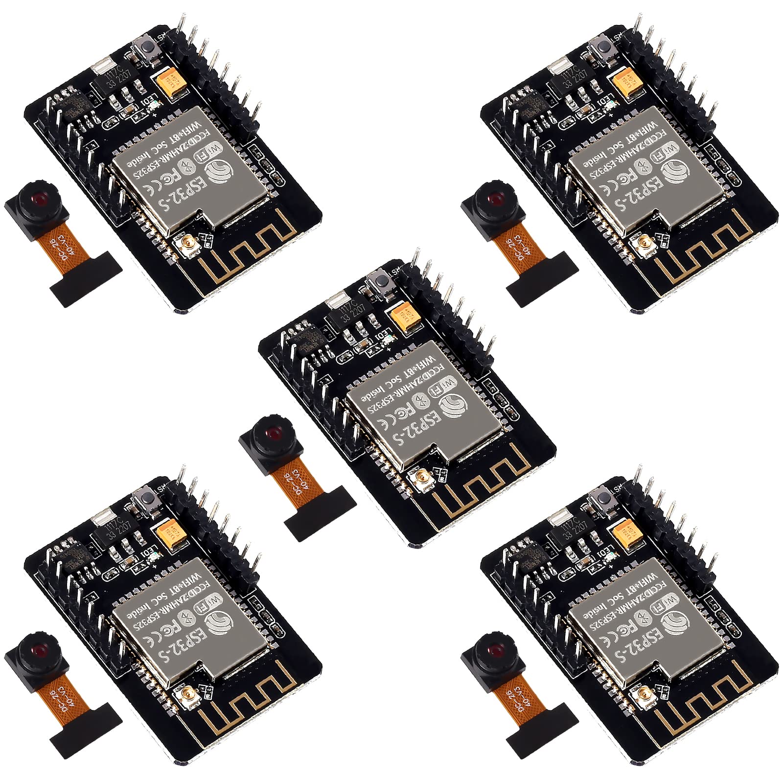 Lot de 5 cartes de développement ESP32-CAM - Module WiFi Bluetooth - Module de développement avec module de caméra OV2640 - Pour Arduino EU030