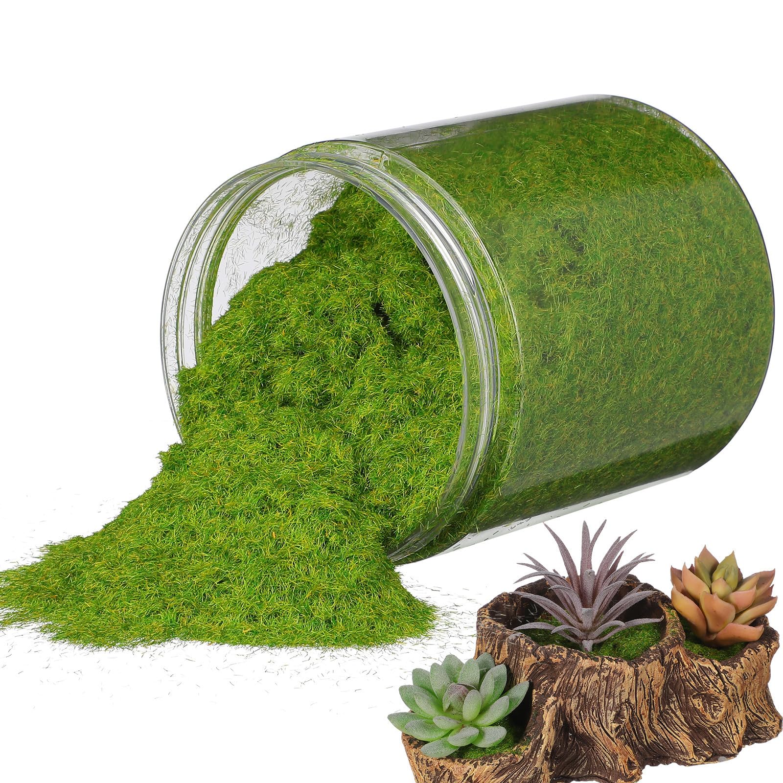 Polvo de Césped Artificial de Nailon Verde para Ambientación de Paisajes y Jardines, Larga Duración Mantenimiento Diario, Adecuado para Estanterías de Oficina Color Aleatorio