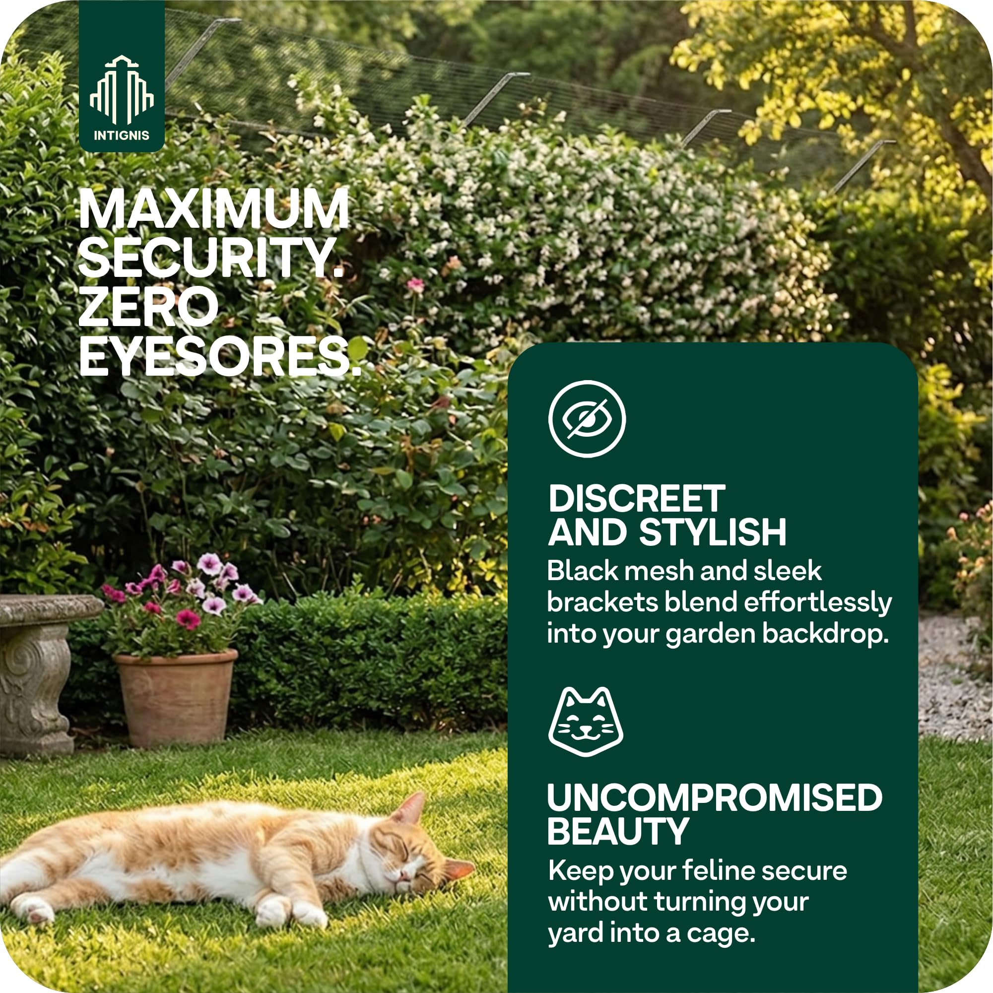 Katzensicherer Zaun Anti-Kletter-Barriere – Sicheres Outdoor Catio-Einzäunungsset, wetterfestes Garten-Maschendraht-Zaun für Katzensicherheit & -Schutz (15 Meter Set)