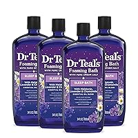 Vista 1 de Dr Teal's Foaming Bath with Pure Epsom Salt, Melatonin Sleep Soak with Essential Oil Blend, 34 fl oz (Pack of 4)