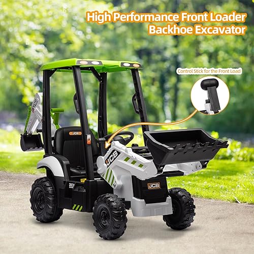 Miniatura 7 de Excavadora JCB de 12V para Montar con Control Remoto, Carro Eléctrico para Niños de 3-8 con Tractor, Bulldozer, Brazo Excavador, Carro para Montar