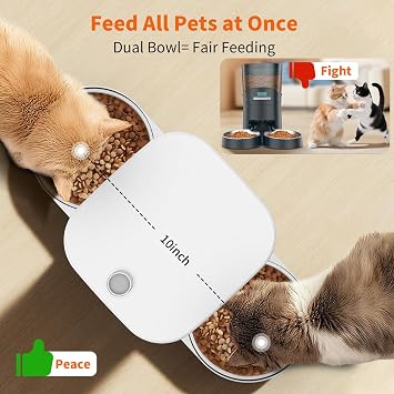 HoneyGuaridan Automatic Cat Feeder with 5G/2.4G WiFi,3.5L Programmable Automatic Feeder 2 Cats,APP Control Cat Food Dispenser,10s Accompanying Recording,Dual Power Supply,Four Anti-Slip Feet