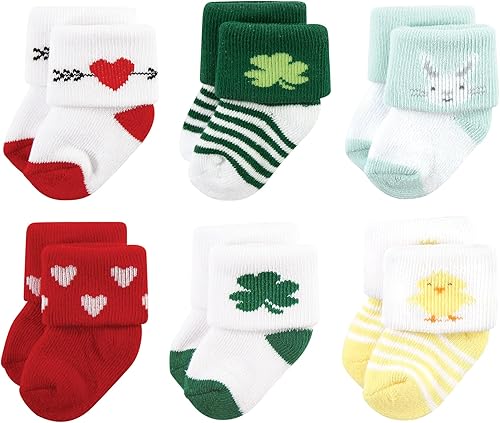 Hudson Baby baby-girls unisex-baby Holiday Newborn Terry Socks