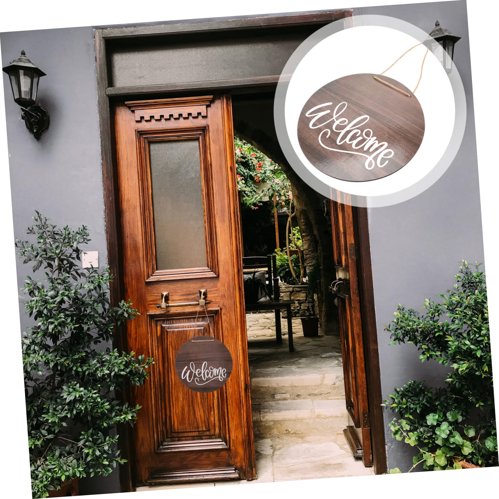 RORPOIR Round Welcome Sign for Front Door Wooden Hanging Decor Farmhouse Style Decor Easy to Use