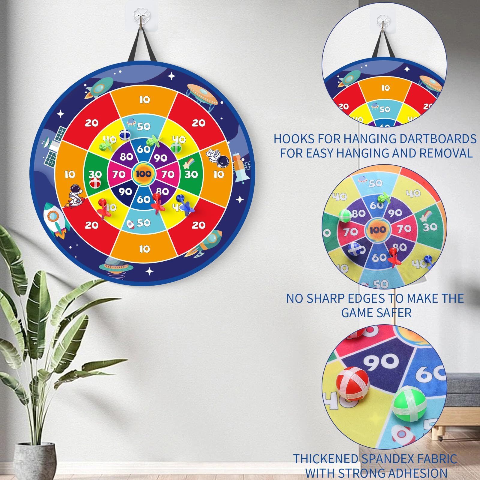 Bersaglio Freccette Bambini 26 Pollici - Doppia Faccia Con Palline Adesive E Freccette, Gioco Sicuro