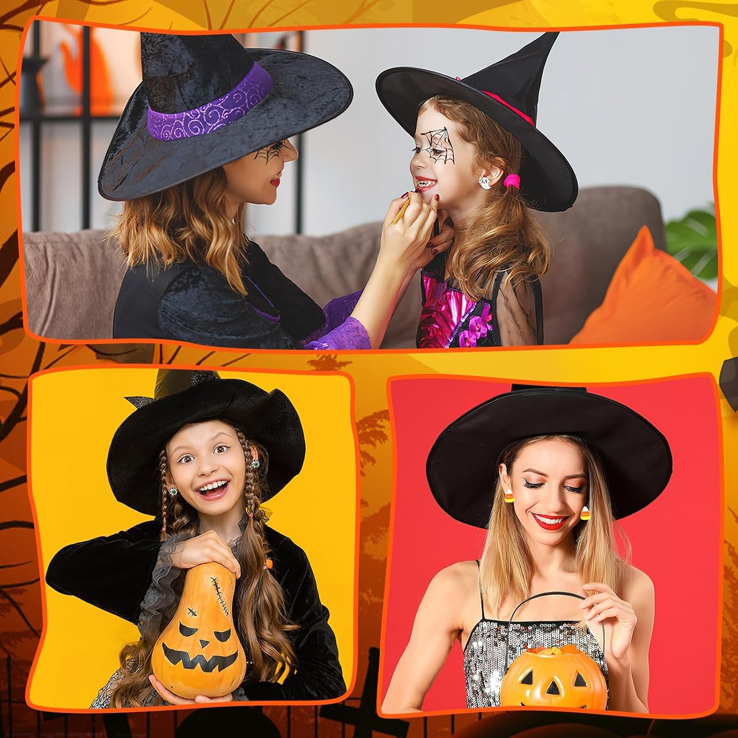 9 Pairs Halloween Enamel Stud Earrings for Women Teen Girls Pumpkin Spider Bat Black Cat Ghost Witch Candy Spooky Earrings Halloween Earring Set for Holiday Decoration - Image 7