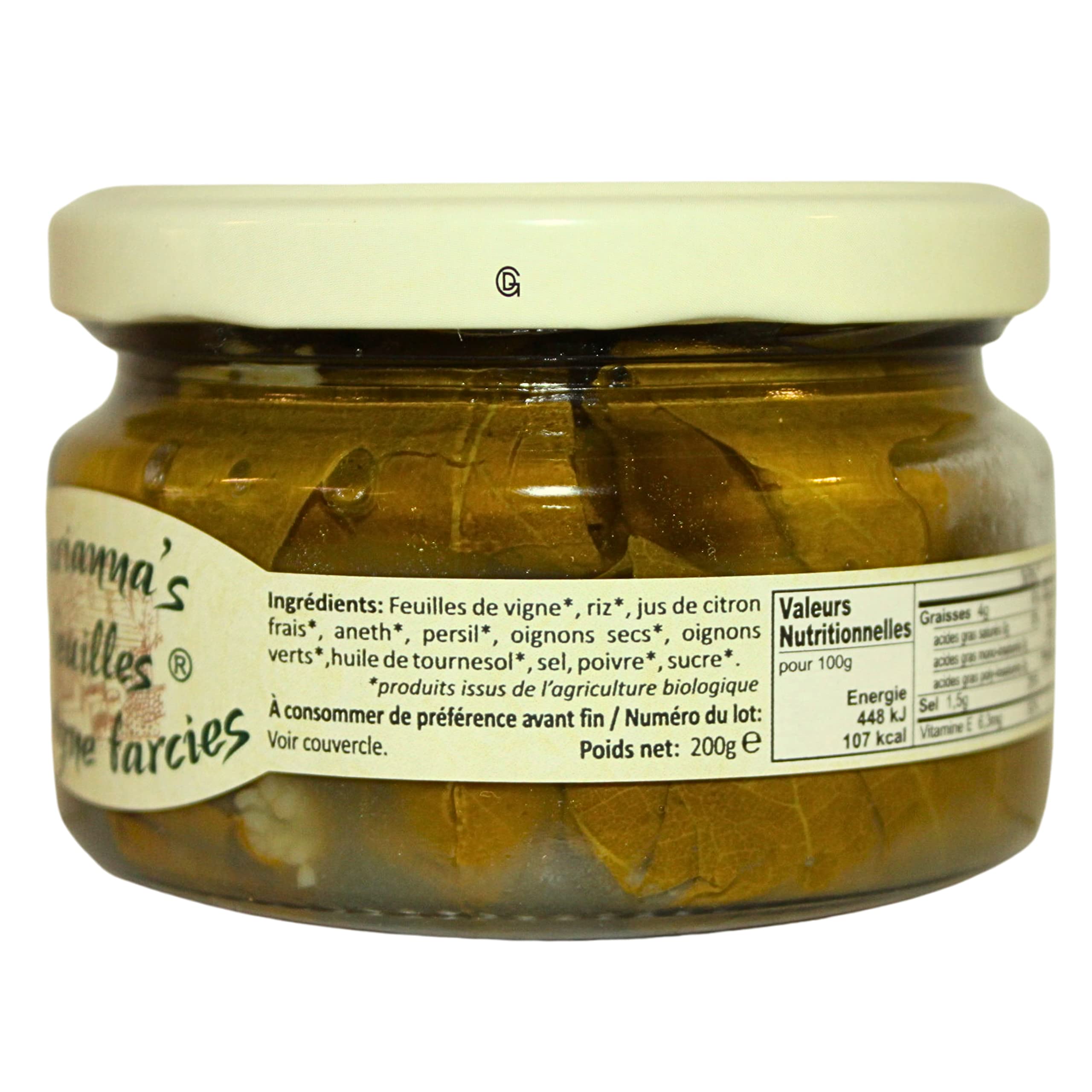 Marianna's Bio Griechische Gefüllte Weinblätter mit Reis – Dolmadakia – 3er Pack x 200g (Gesamt: 600g) – Servierfertig