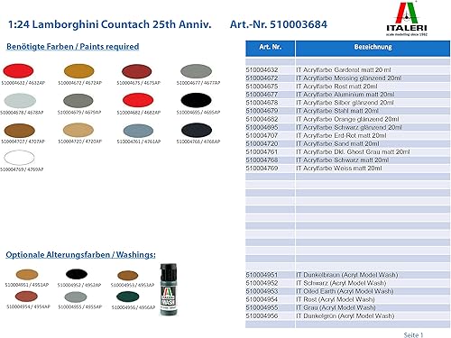 Miniatura 2 de Italeri 3684 1 24 Lamborghini Países Motivo 25 Aniversario Vehículos