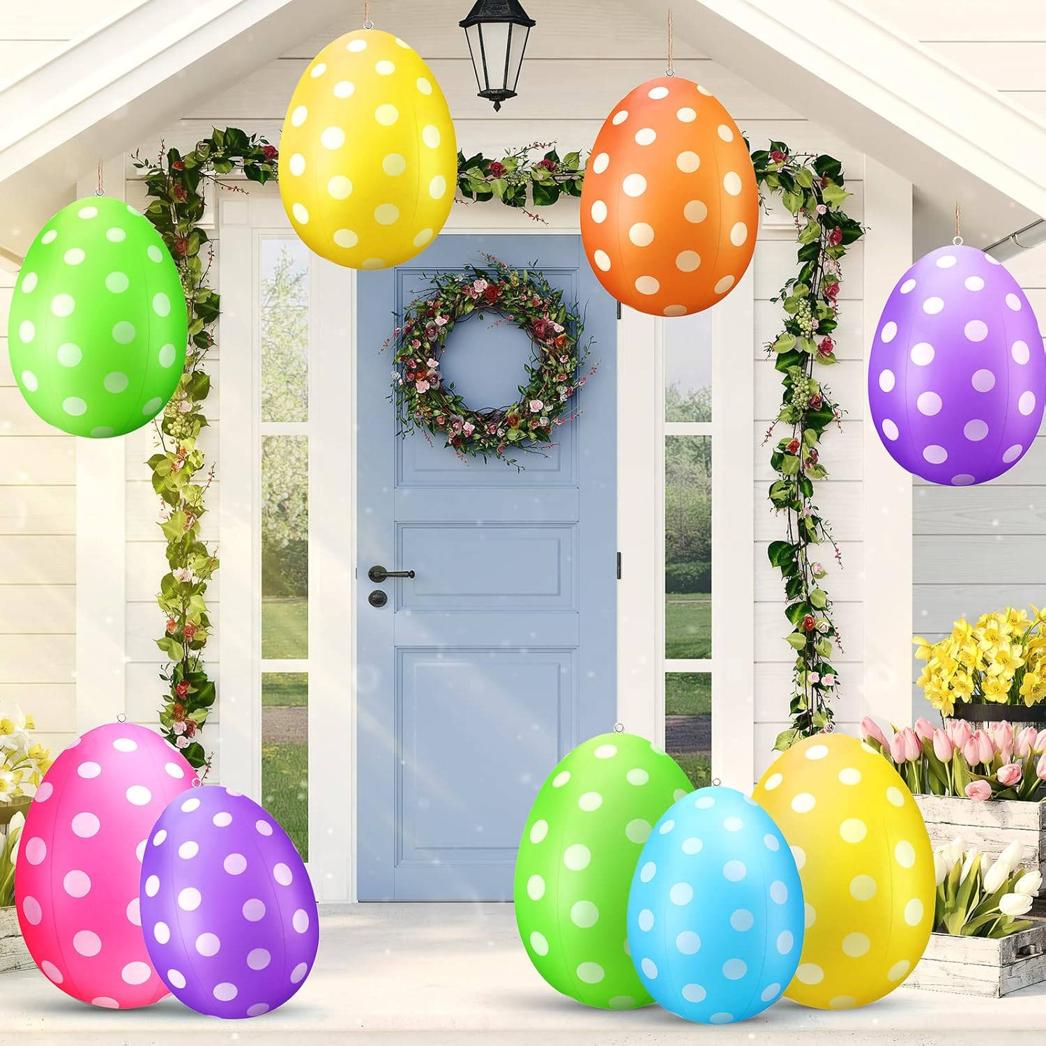 Amazon.com: 12 Pack Inflatable Easter Eggs Decorations Easter ...