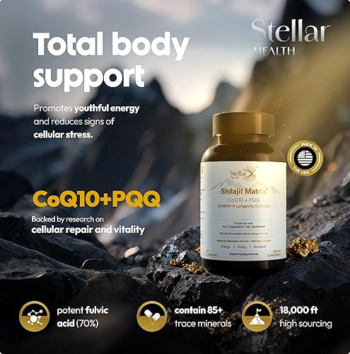 Miniatura 2 de Cápsulas Shilajit pendientes de patente NAD+ Energía celular y apoyo antioxidante - Shilajit, Ubiquinol CoQ10, PQQ, ALA, Astaxantina - 60 cápsulas