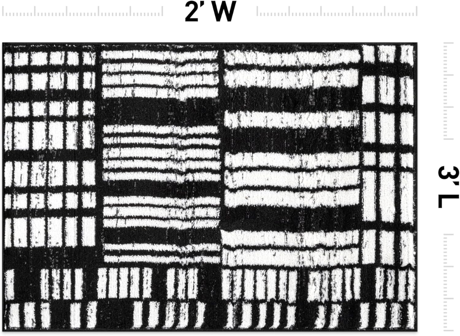 Rugshop Modern Black and White Geometric Area Rug Non-Shedding, Low Pile Indoor Carpet for Living Room, Bedroom, Office – Contemporary Abstract Pattern 2' x 3'