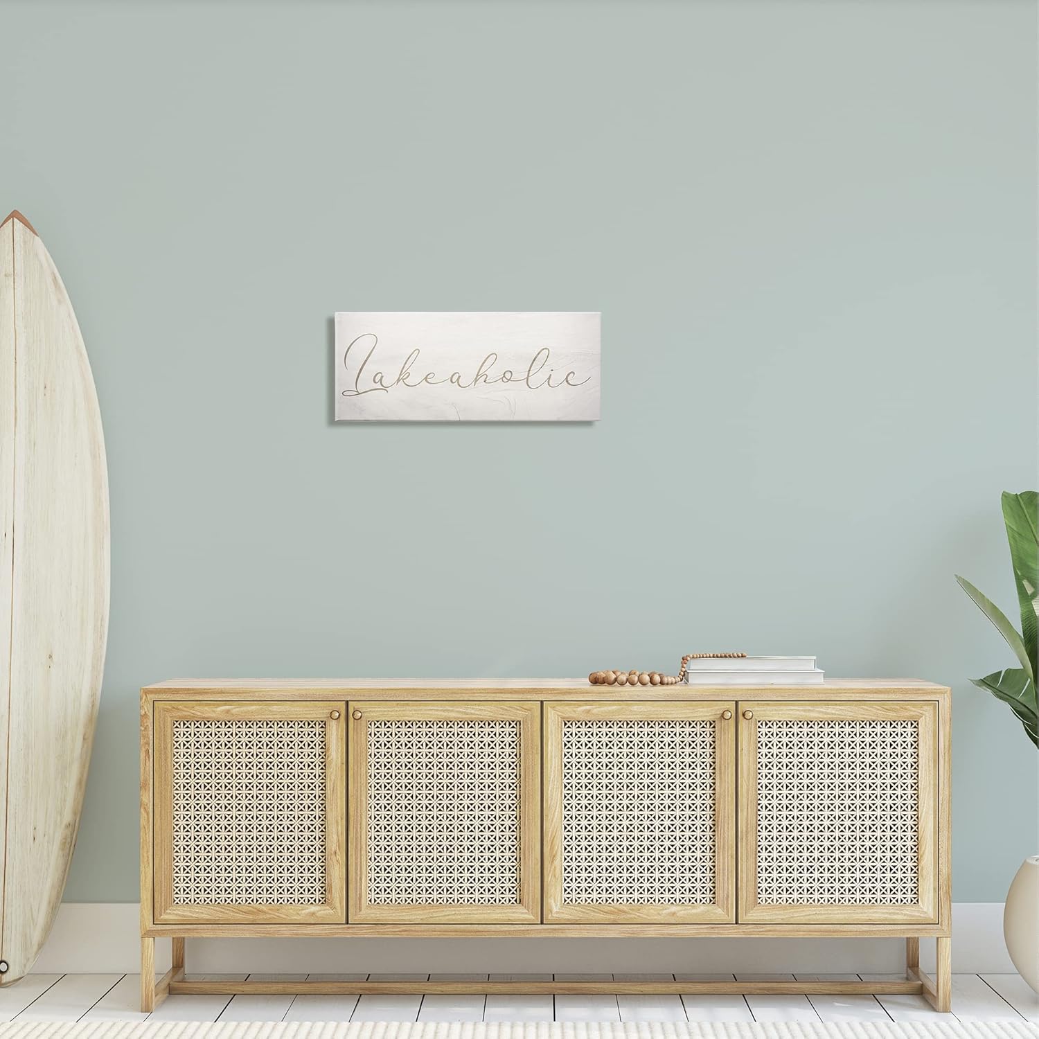 Stupell Industries Lakeaholic Shabby Chic Calligraphy Text Rustic Background, Design by Daphne Polselli