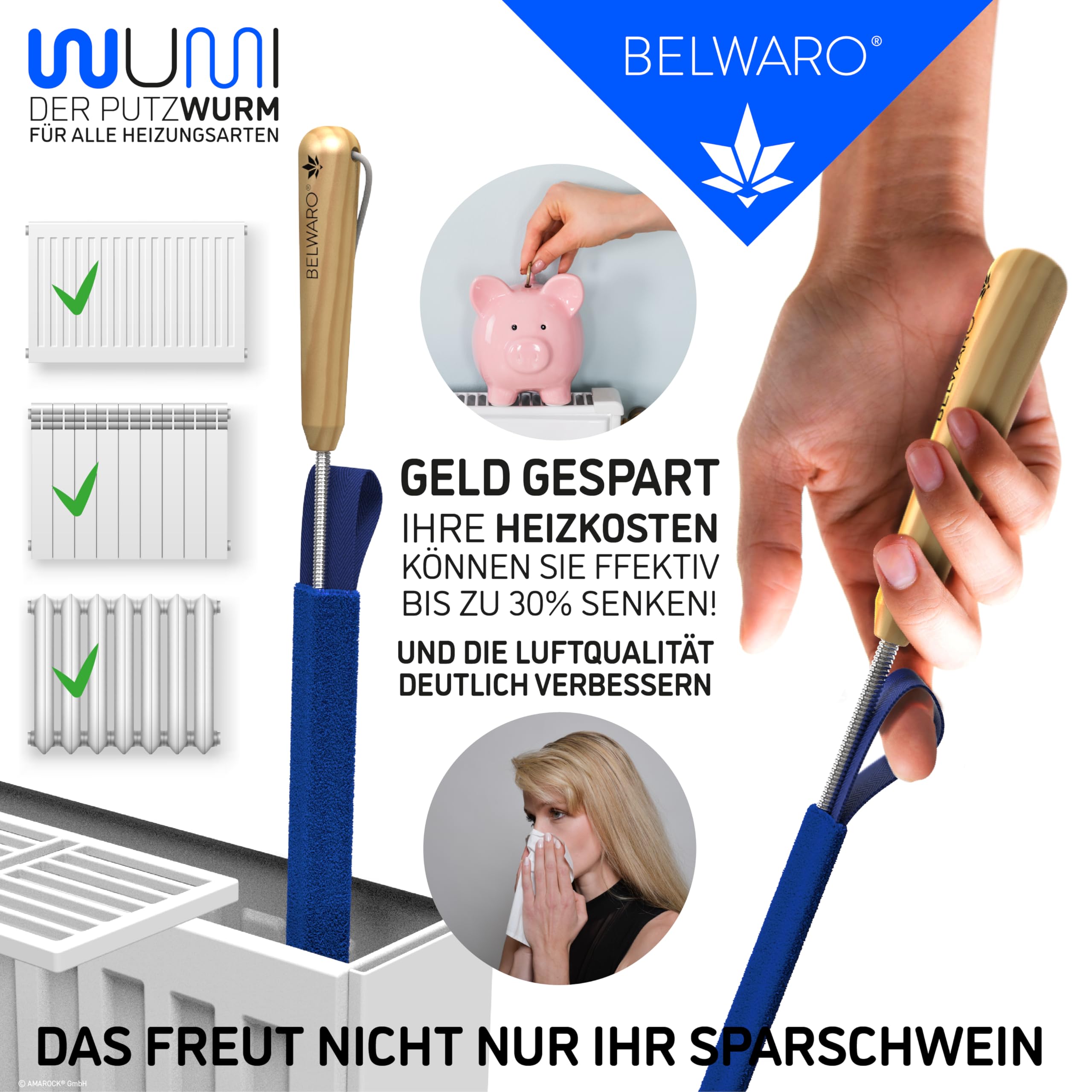WUMI Brosse de nettoyage pour radiateur avec 2 tuyaux en microfibre extra longs, super flexible et lavable, nettoyage rapide
