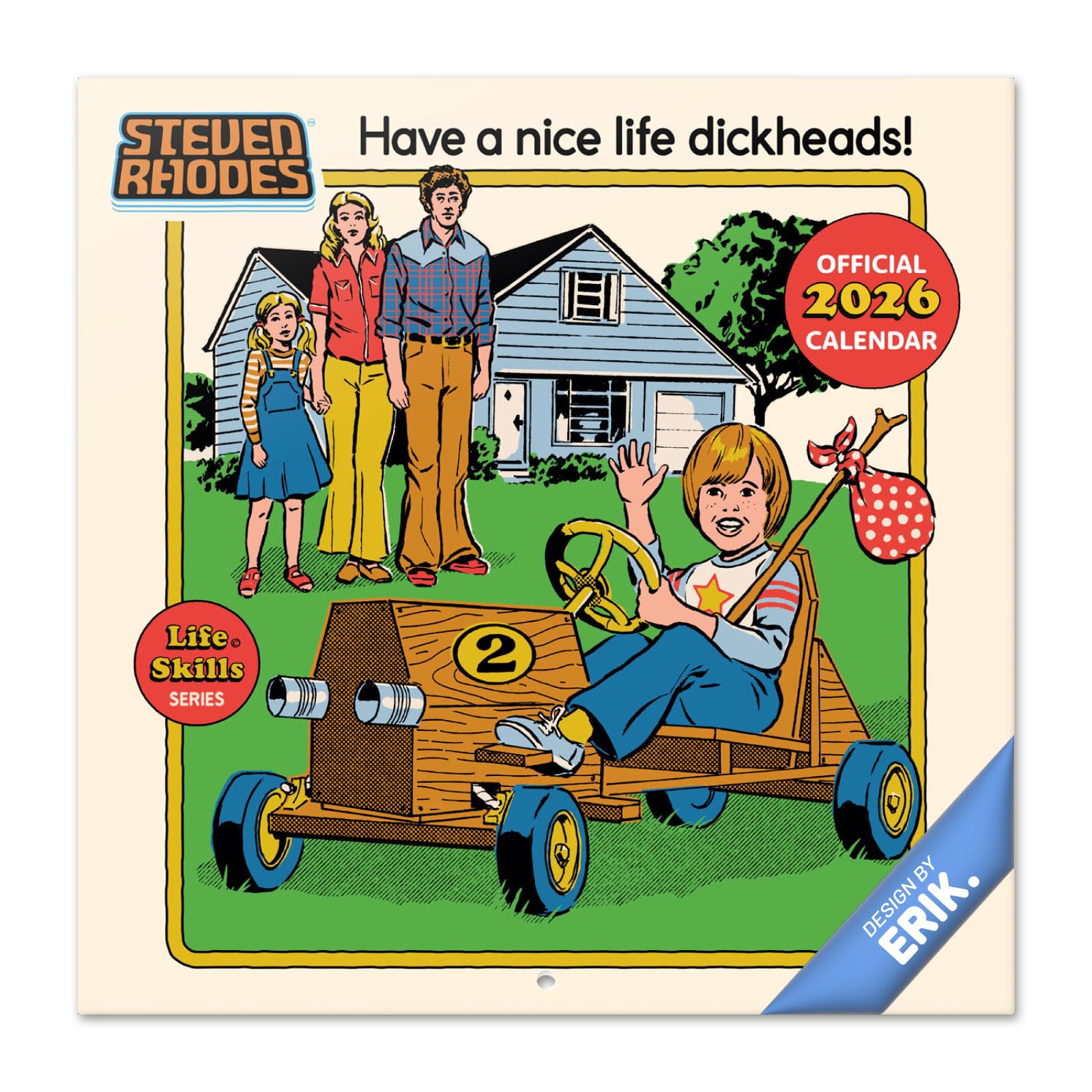 Grupo Erik Wall Calendar 2026 - Steven Rhodes Calendar 2026 | Square 30 x 30 cm - 12 x 12 inches Wall Planner, Family Planner Month To View | Retro Art Gifts, Funny Gifts For Friends