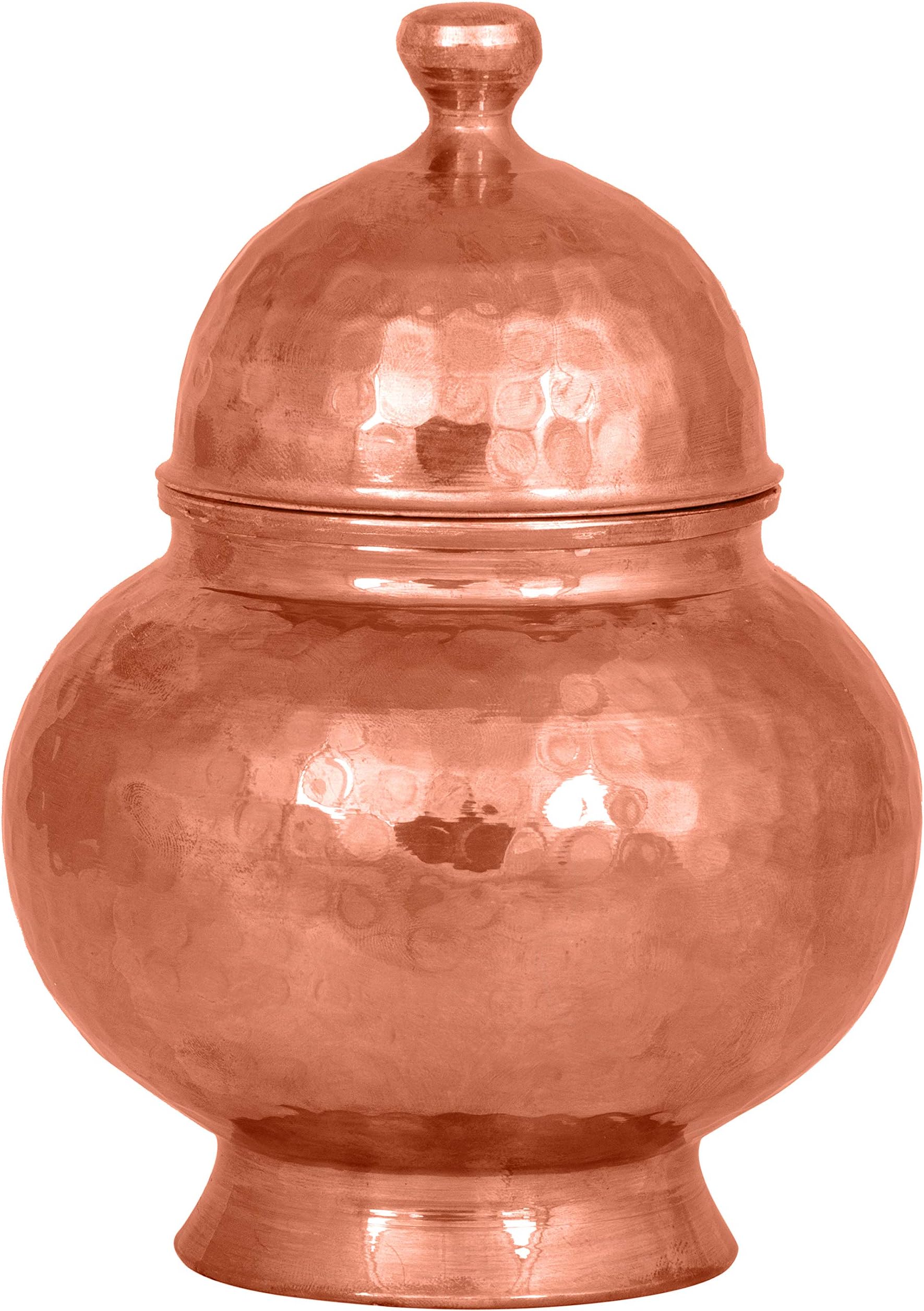 Decorative Hammered Copper Jar with Lid - Use as a Centerpiece, Storage, Serving Dish, Candy Buffet Display or Apothecary Jar. 6 1/2 inches Tall