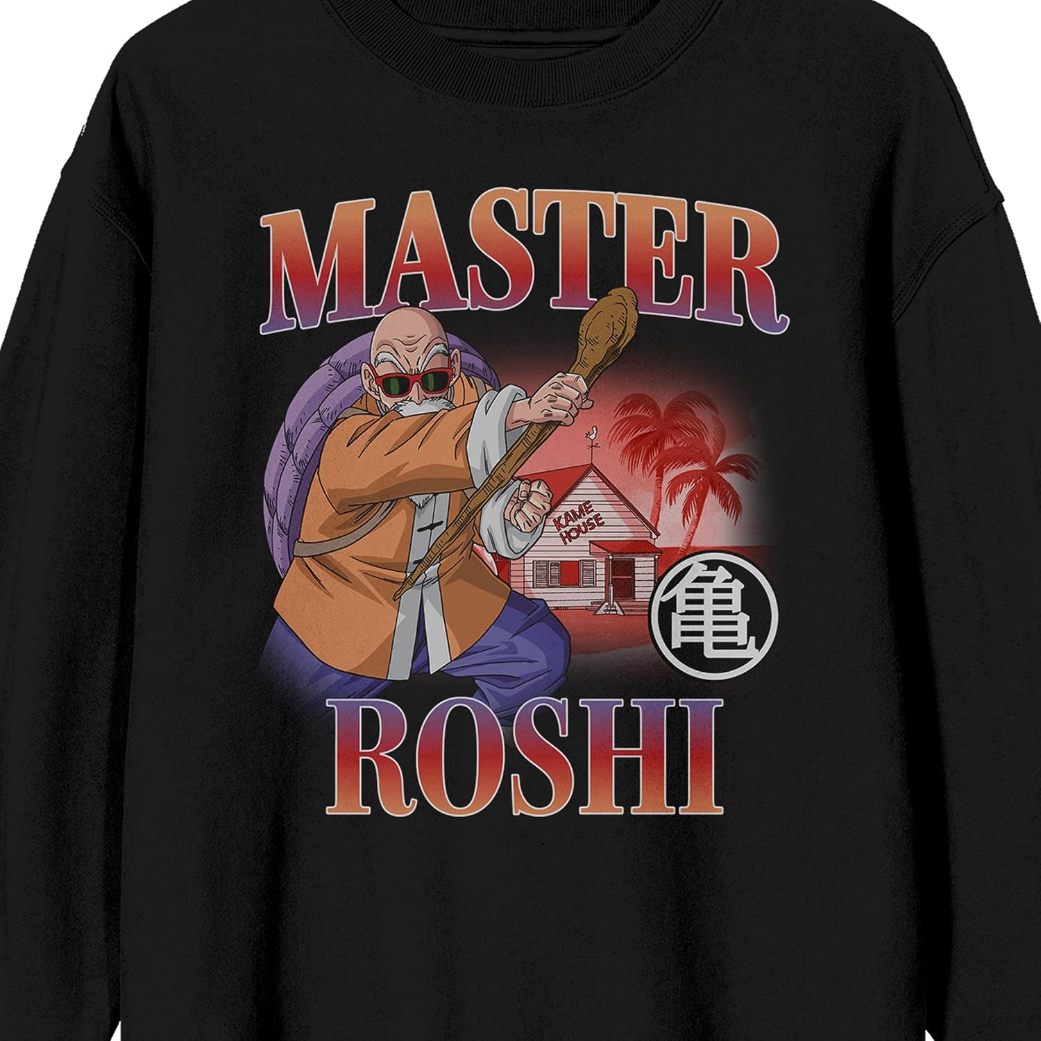 Bioworld Dragon Ball Z Master Roshi Crew Neck Long Sleeve Men's Black Sweatshirt