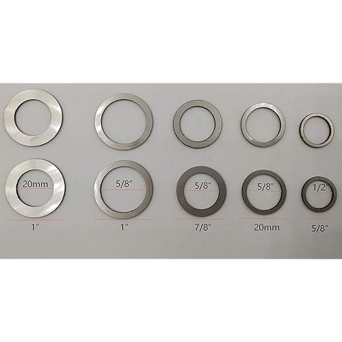 Winbyoan Saw Blade Bushing Set Saw Blade Adapter Ring, 1 Inch to 20 mm, 1 Inch to 5/8 Inch, 7/8 Inch to 5/8 Inch, 20 mmto 5/8 Inch, 5/8 Inch to 1/2 Inch, Pack of 10