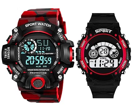 The Shopoholic Digital Shockproof Multi-Functional Multicolor Strap Waterproof Digital Sports Watch for Mens Kids Watch for Boys Pack of 2