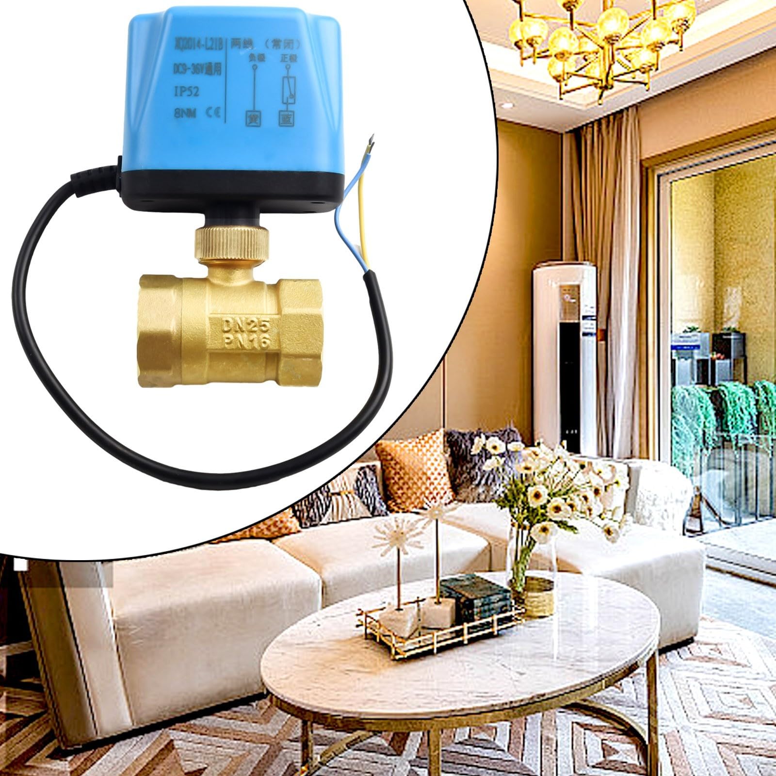 Válvula de zona de 2 vías, válvula de bola eléctrica, válvula de bola de motor, DC12V24V, 6W, 2.5MPa, IP54 impermeable, agua, vapor, aceite (1 pulgada (DN25))