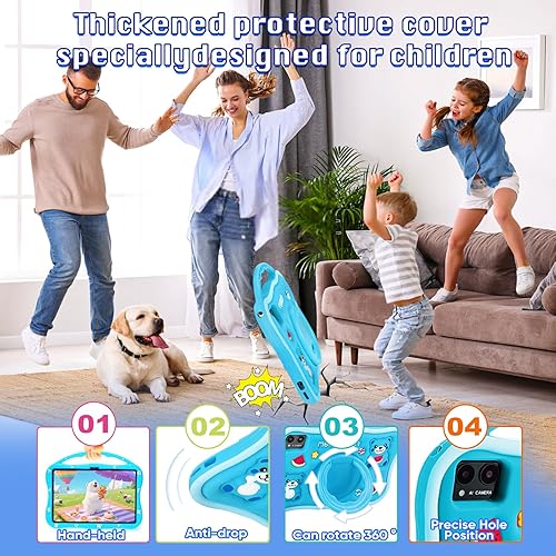 Miniatura 5 de MengDash Tableta para niños, tableta de 10.1 pulgadas para niños, tableta de aprendizaje educativo Android 14, 12 GB de RAM+64 GB de almacenamiento