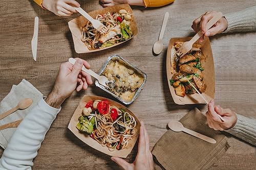 Miniatura 7 de Juego de cubiertos desechables de madera  6.3 pulgadas de longitud biodegradables  Juego de cubiertos de bambú compostable para fiestas, camping,