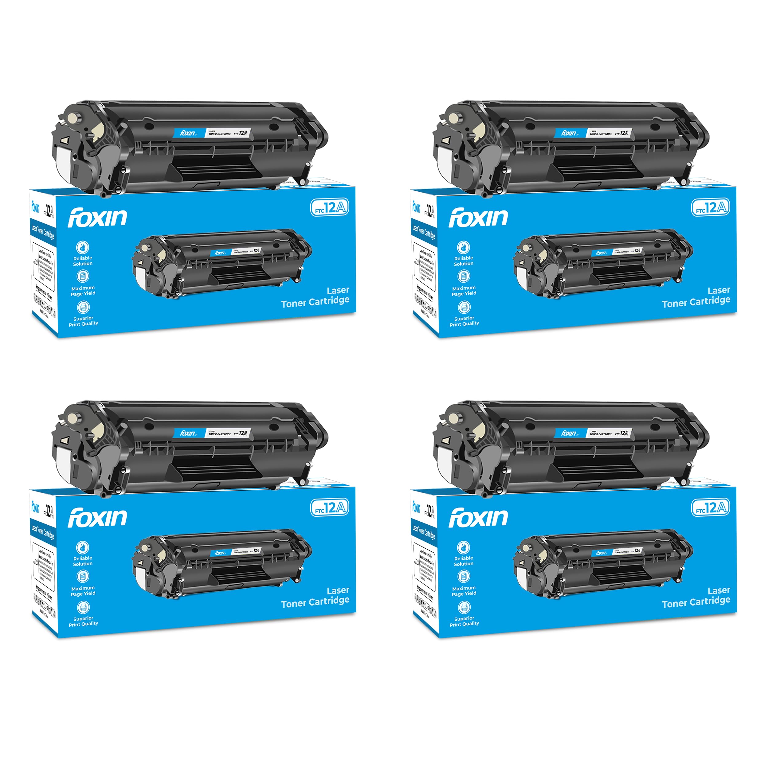 Foxin FTC 12A Laser Printer Cartridge Compatible with 1020, M1005, 1018, 1010, 1012, 1015, 1022, 1022N, 1022NW, 3015, 3020, 3030, 3050, 3050Z, 3052, 3055 / 12A Cartridge / Black - Set of 4 (B0D493Q6R6) Amazon Price History, Amazon Price Tracker