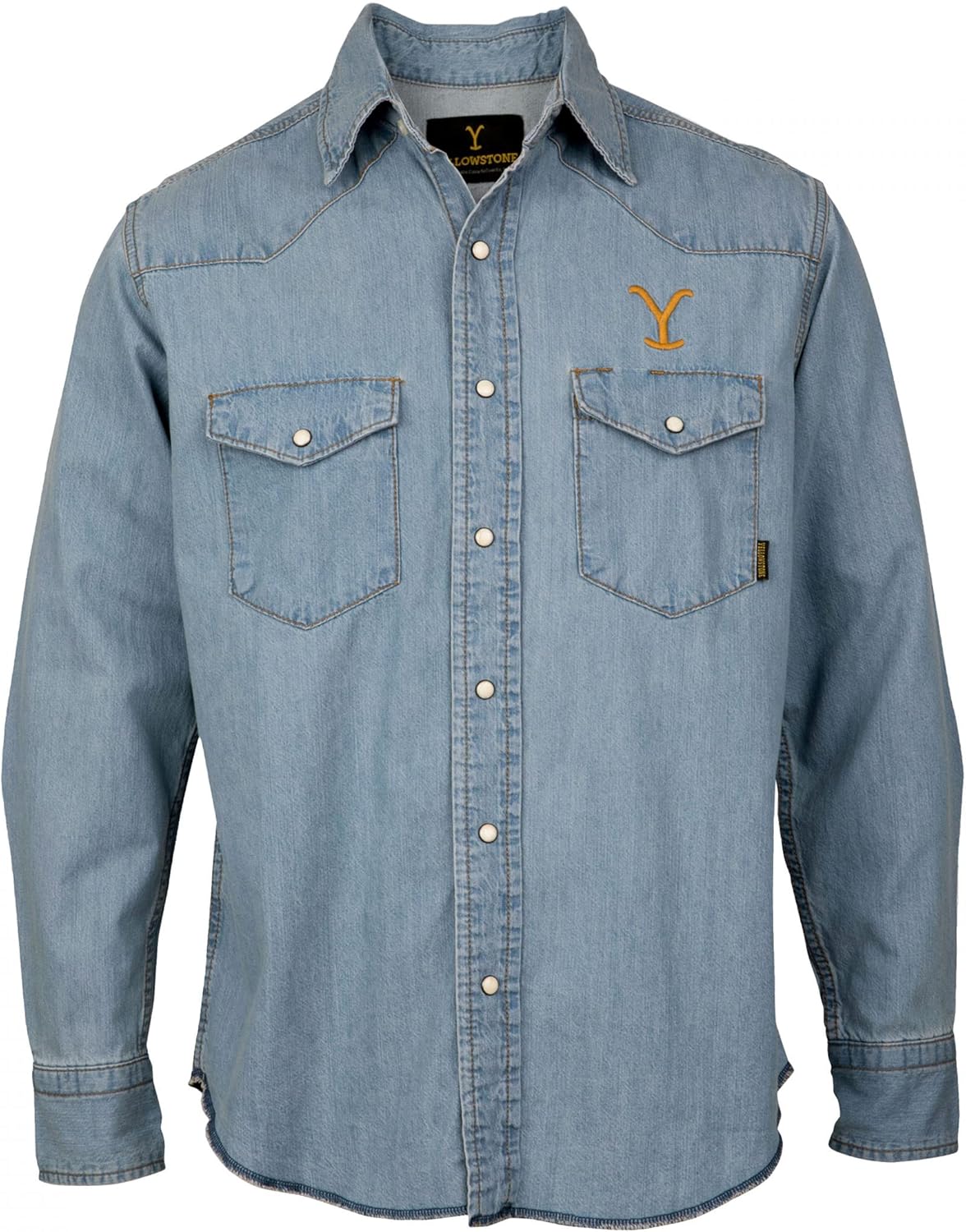 Yellowstone Dutton Ranch Logo Light Wash Denim Shirt