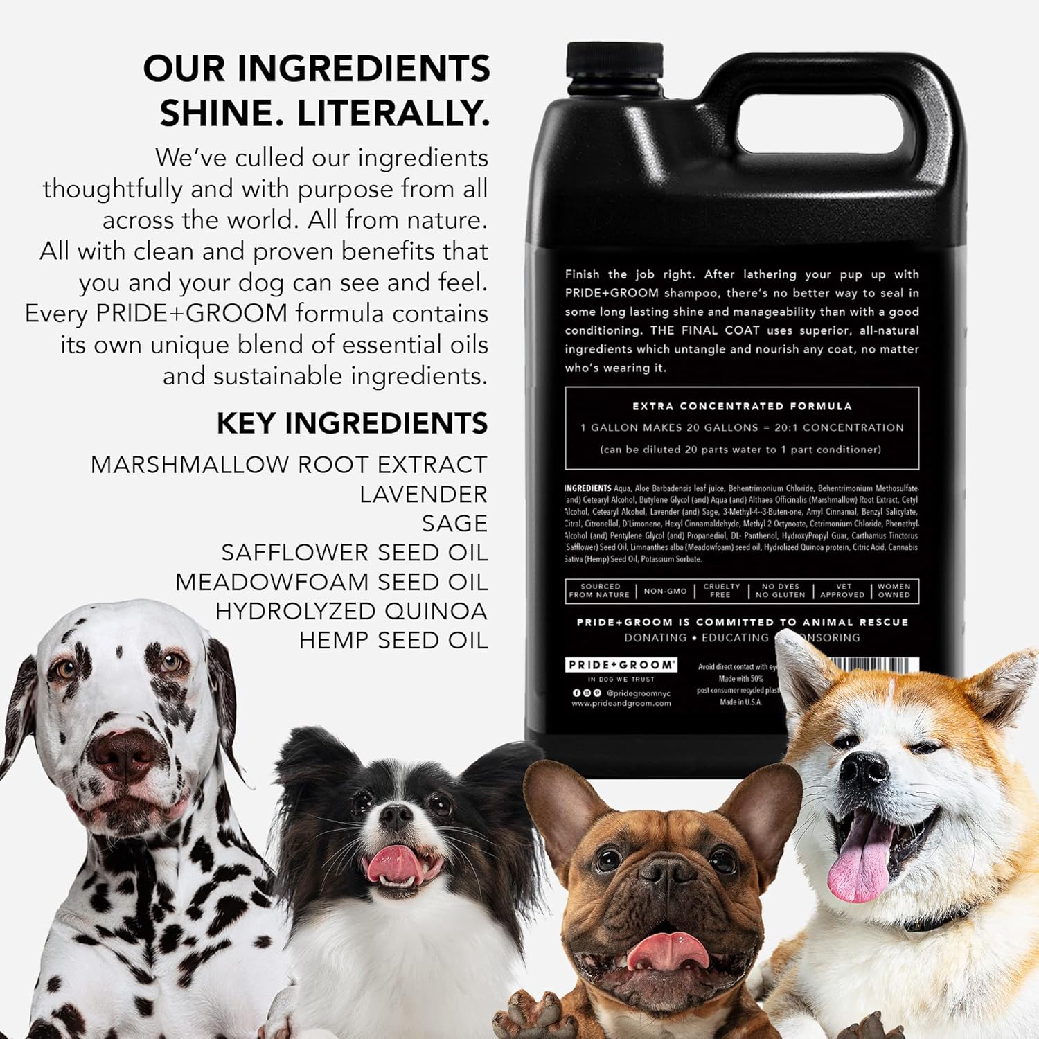 Pride and Groom The Final Coat | Grooming Conditioner that Extends The Life of a Groom | Tearless All Natural Ingredients that Untangle, Nourish, and Add Shine for All Dogs – 128oz