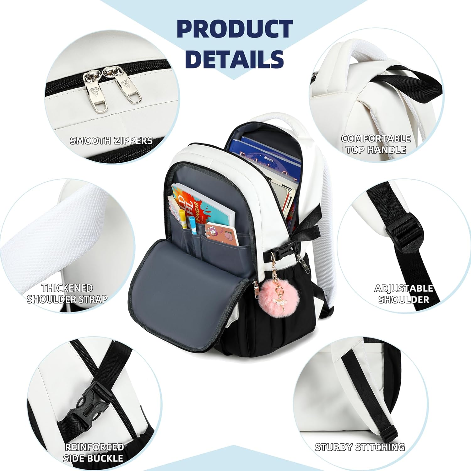 Caoroky knight Travel Laptop Backpack for Women Girls Elementary High School Bag College Backpacks Waterproof Daypack Large Bookbags Purse for Teens Students Computer Bags 15.6 Inch-Blacknew - Image 4