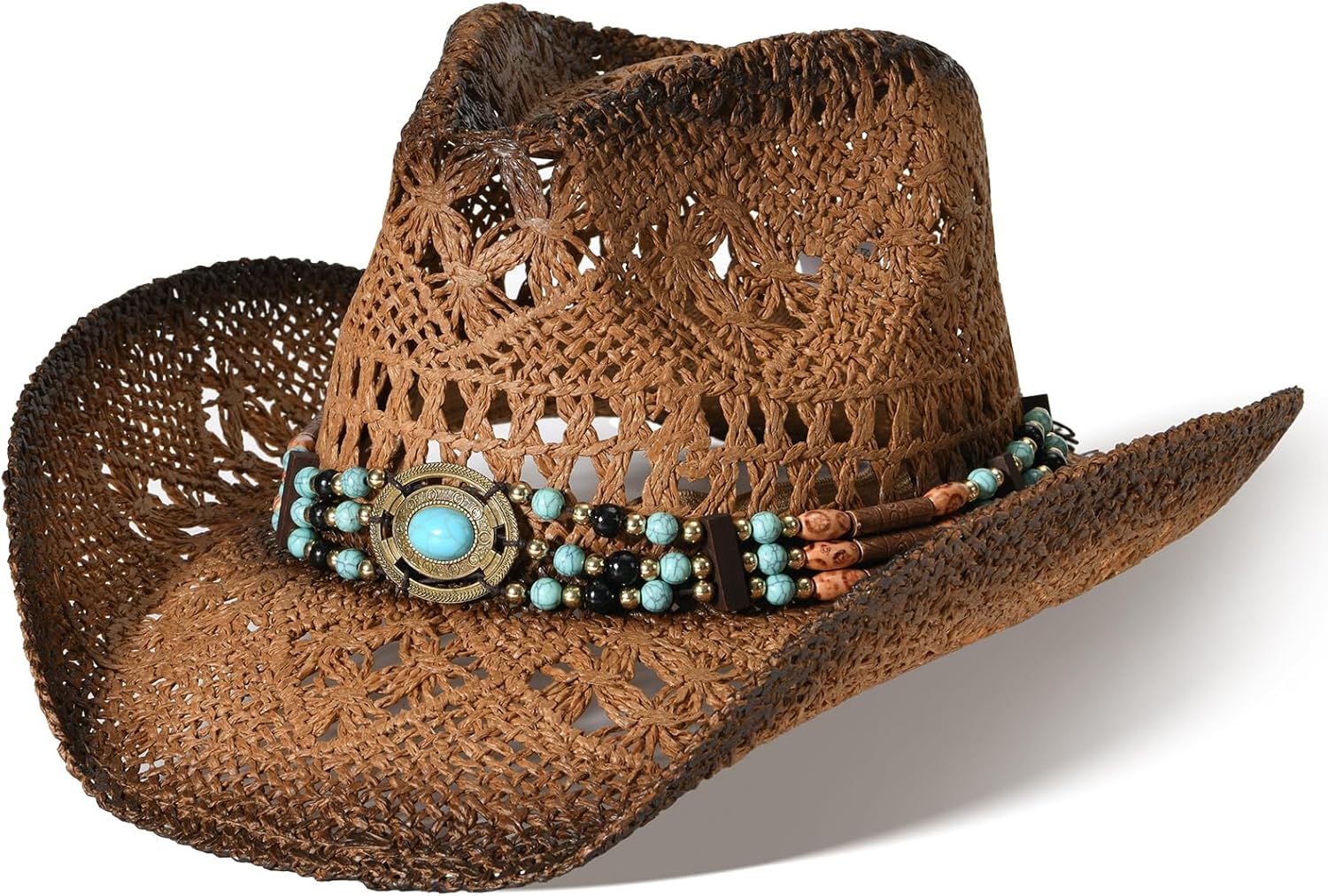 Straw Cowboy Hat for Men Womens Straw Cowgirl Hat Summer Western Cowboy Hats with Wide Brim for Cowgirls and Cowboys