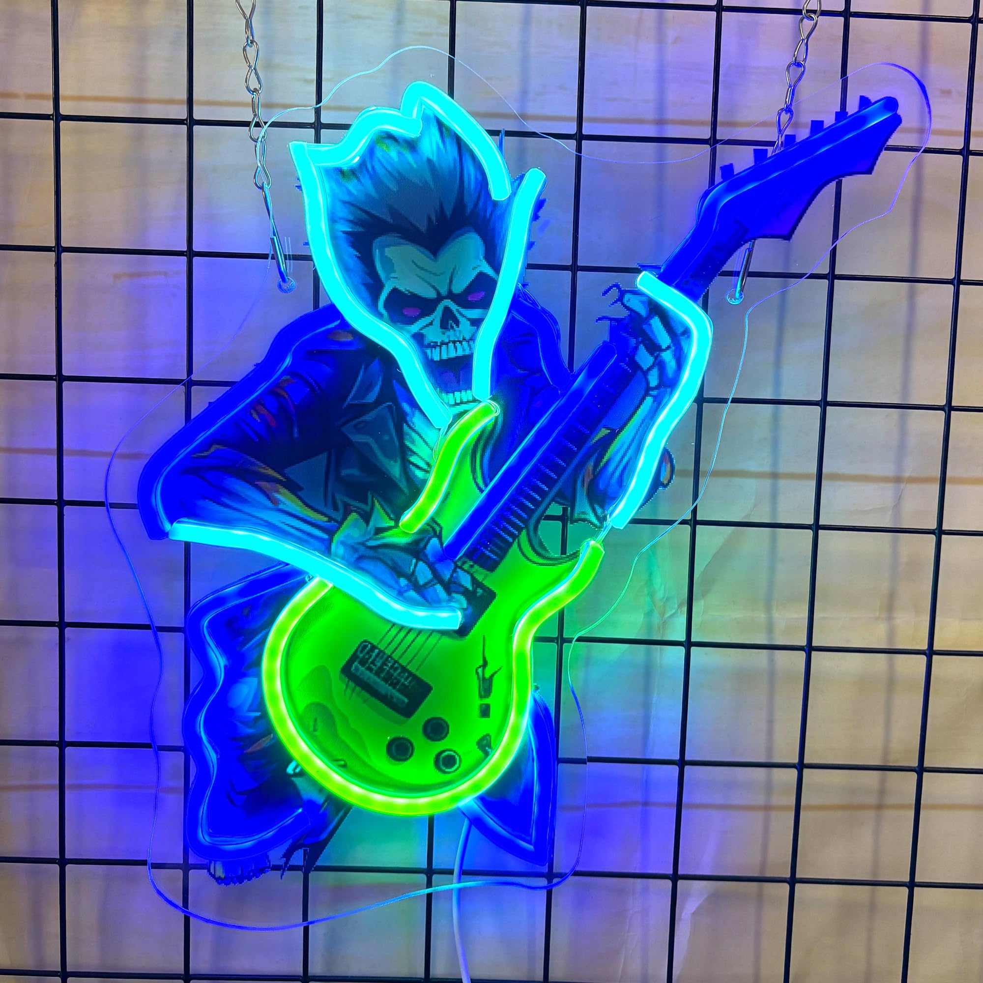 Zombie Playing Electric Guitar Neon Sign Music Led Light Up Sign Pop Art With UV Printed background Room Wall Decor Man Gaming Room, Kids Room, Bar Decoration, Birthday Party Gifts