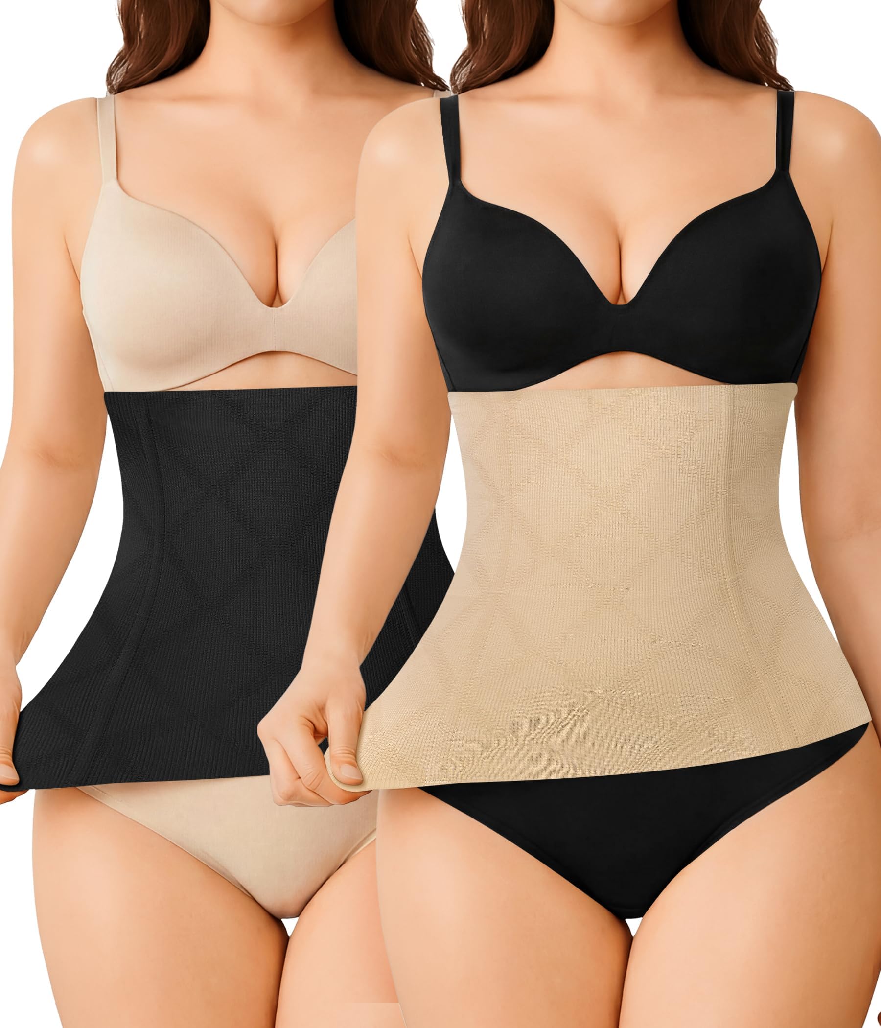 2 Pack Waist Trainer for Women Shapewear Tummy Control Faja Body Shaper Waist Cincher Girdles Corset Shapewear