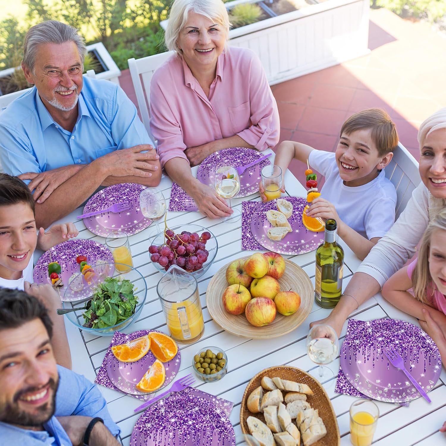 50 Pcs Purple Birthday Plates and Napkins Purple and Silver Happy Birthday Party Supplies for 25 Guests Table Decorations for Women Girl Birthday Decorations Paper Plates Napkins - Image 6