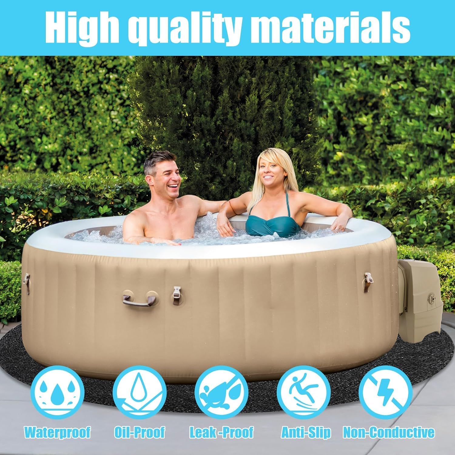 Base redonda 305 para piscina, precortada para exteriores, antideslizante, resistente a desgarros, sin costuras, para piscinas y jacuzzis (305)