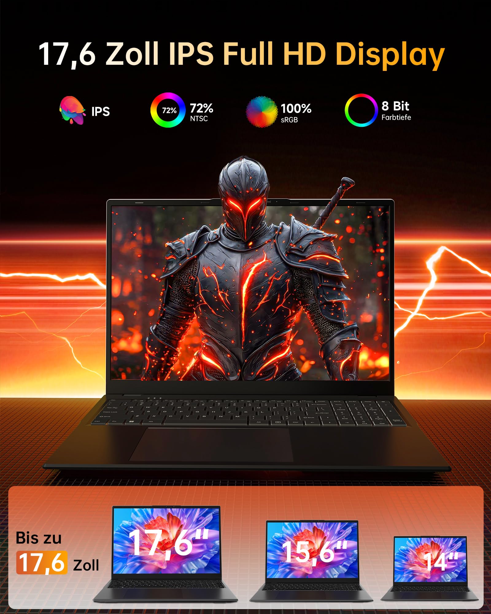 jumper 2026 Gaming Laptop 17,6 Zoll IPS 1920X1200, 16GB DDR4 RAM 512GB SSD, AMD Ryzen5 3500U(bis zu 3,7GHz), Leuchtende Tastatur, Leichte Business und Studenten Notebook, USB/HDMI/Typ-C/WiFi6