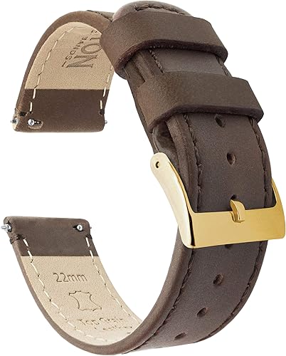 Miniatura 60 de Barton - Correa de cuero flor para reloj, de liberación rápida, anchos disponibles: 16mm, 18mm, 19mm, 20mm, 21mm 22mm, 23mm o 24mm Cuero y costuras