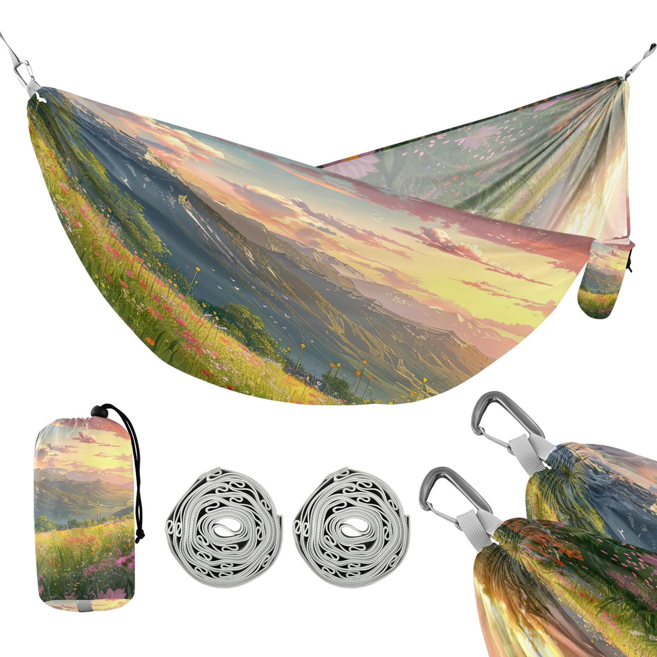 Takiito Garden Field Hammock 330 lb Capacity Travel Camping Hammock with Tree Straps, Portable Lightweight for Outdoor Beach Backpacking Backyard Patio