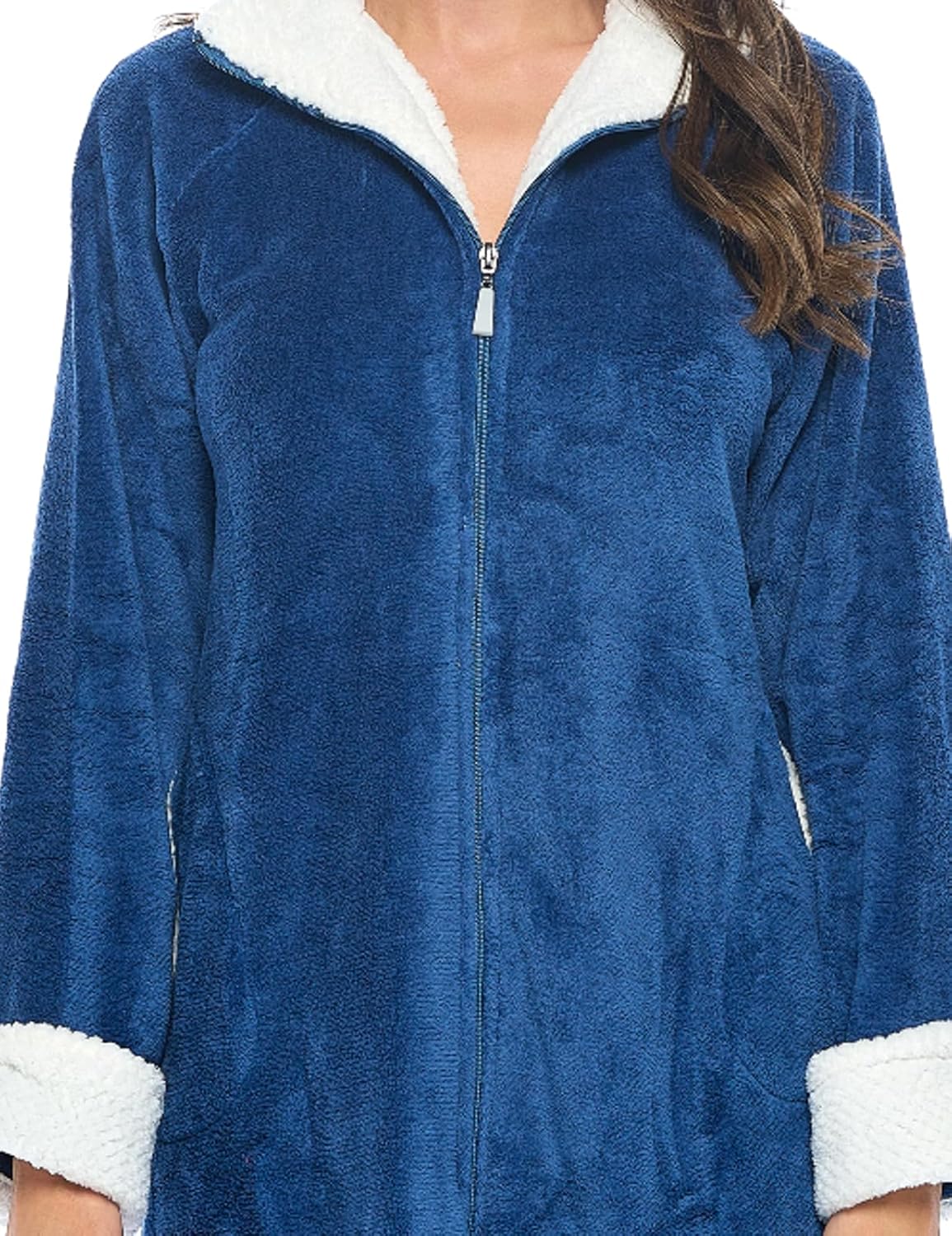 Casual Nights Women's Housecoat Zip Robe, Fleece House Coat Duster Lounger Dress with Pockets - Image 4