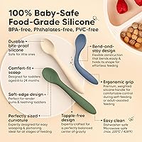 Vista 3 de KeaBabies Cucharas de silicona para bebés, alimentación autónoma de 6 a 12 meses, paquete de 3 utensilios de destete para bebés, cuchara