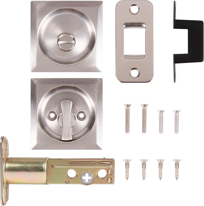 Cerradura cuadrada para puerta empotrada, función privacidad, contrahuella de 2-3/4", acabado níquel satinado miniatura 5