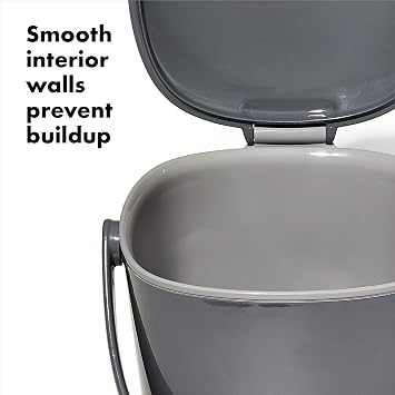 OXO - Good Grips Kompost Kovası, Gri - Mutfak için Koku Geçirmez Çöp Kutusu - 2,8 l