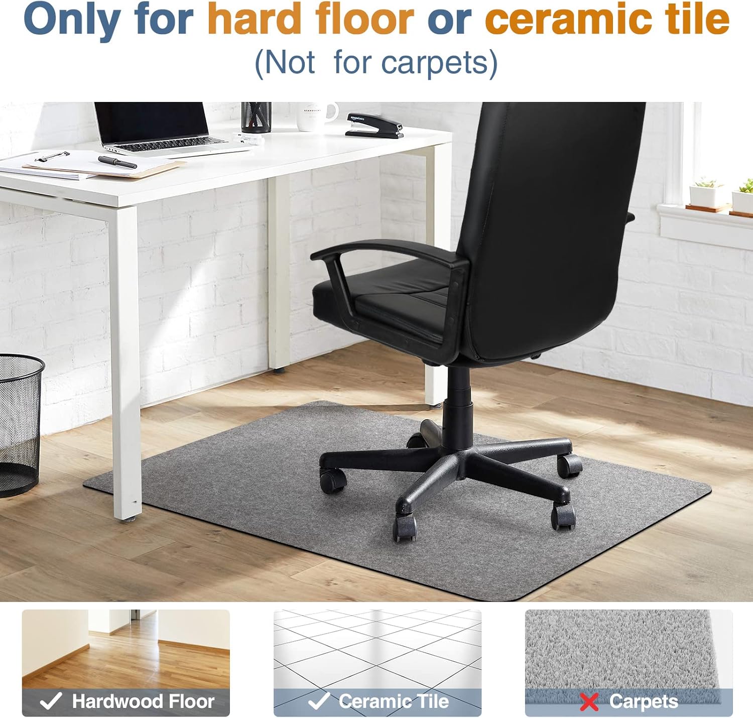 2 Pack Office Chair Mat, 55x35 Inch, Desk Mat, Anti-Slip Floor Protector for Home Office, Light Grey by Placoot