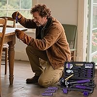 Vista 9 de CARTMAN Home Tool Set Kit, Basic Household Hand Tools with Storage Case Purple