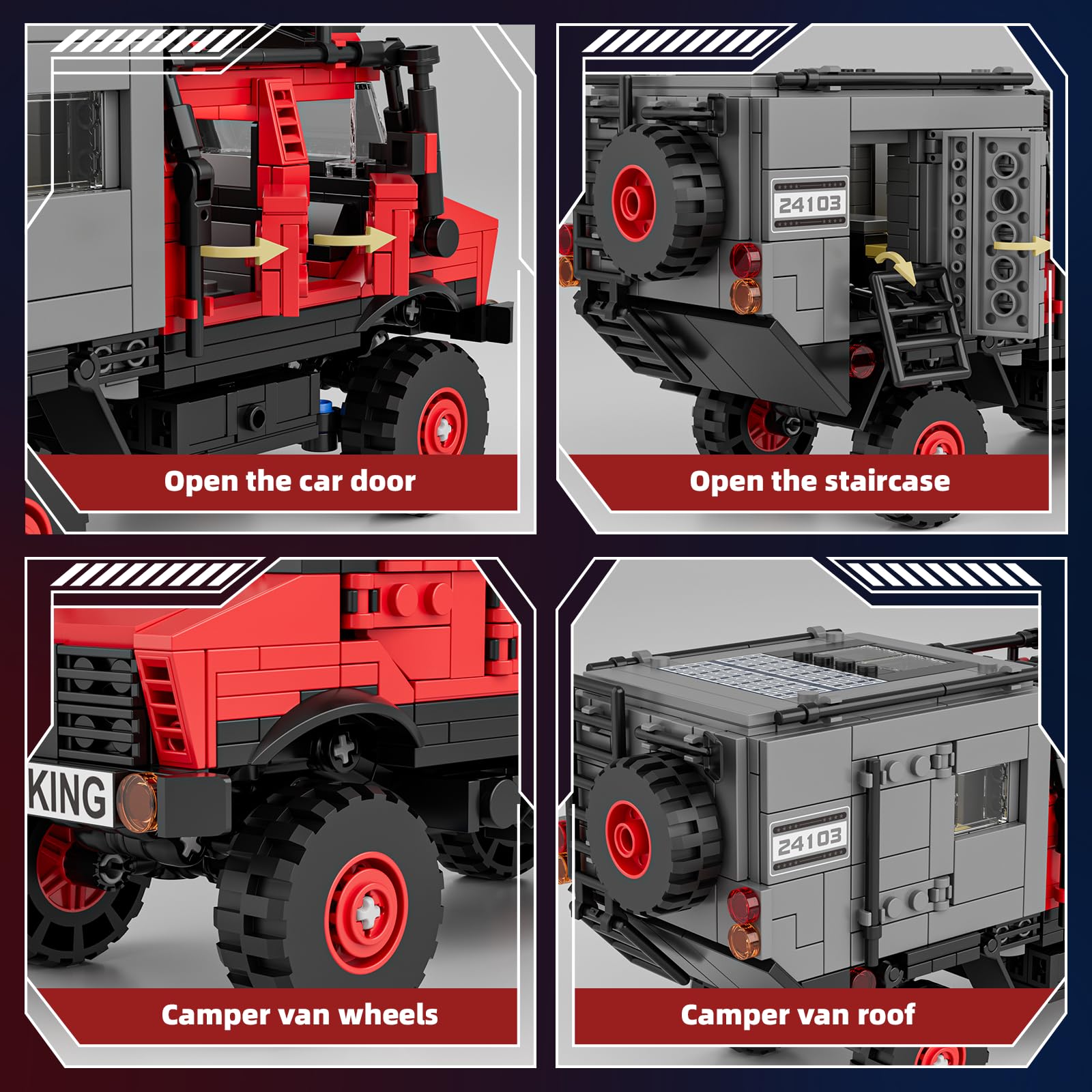 Mould King 24103 City - Blocs de construction pour camping-car - Blocs de serrage - Pour camping-car - Jouet - Modèle de véhicule de camping pour adultes - Compatible avec d'autres marques (909 pièces