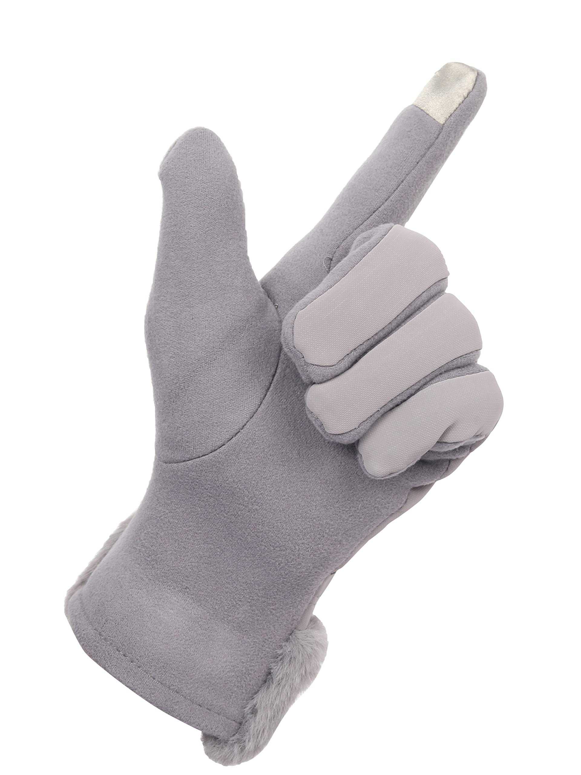 FabSeasons Winter gloves with Touchscreen finger for Girls and Women, Grey 1