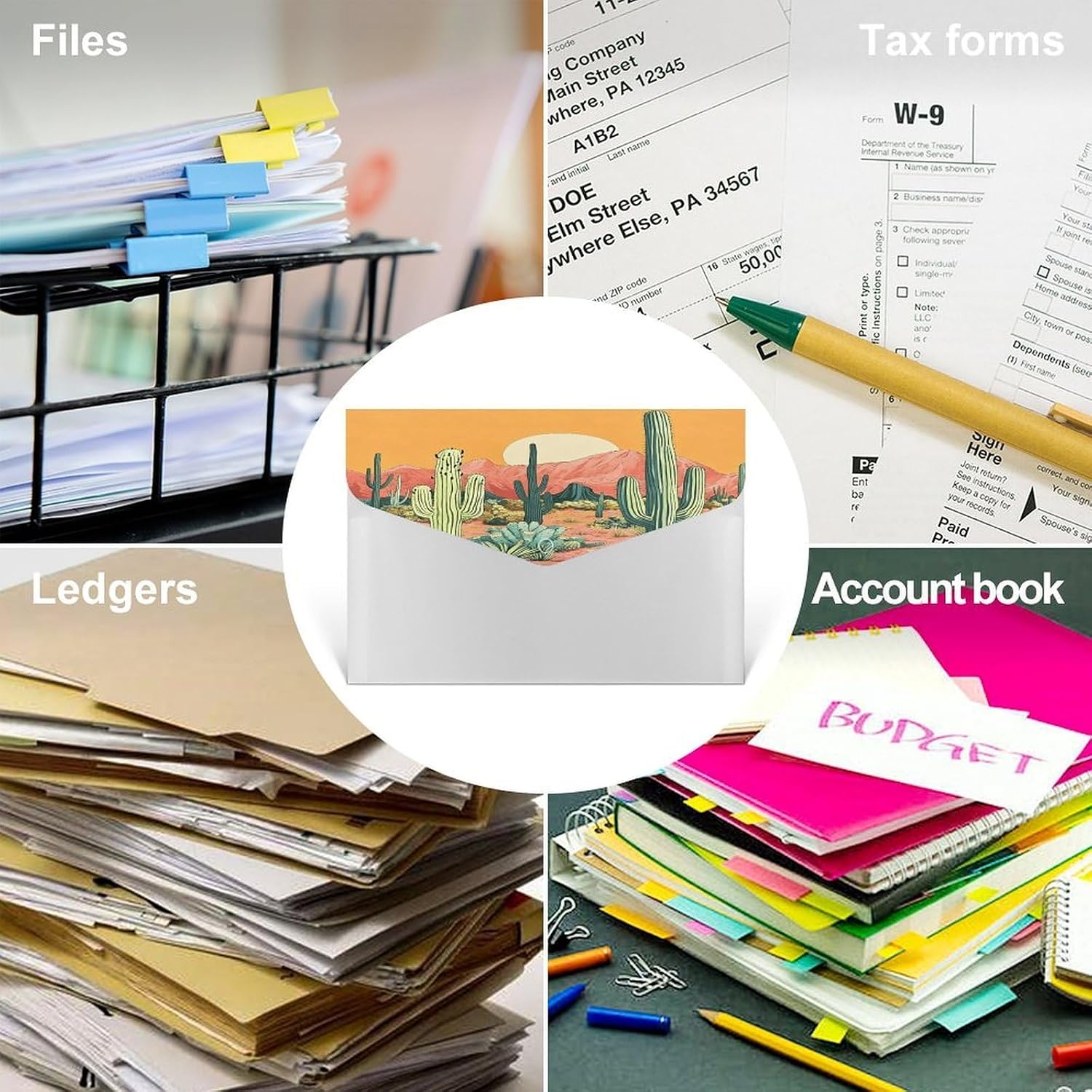 Cactus Desert File Folders Letter A4 Size Accordion File Organizer Portable Folders for Documents File Cabinets Home, Office Organizer 13" X 9.1" image 4