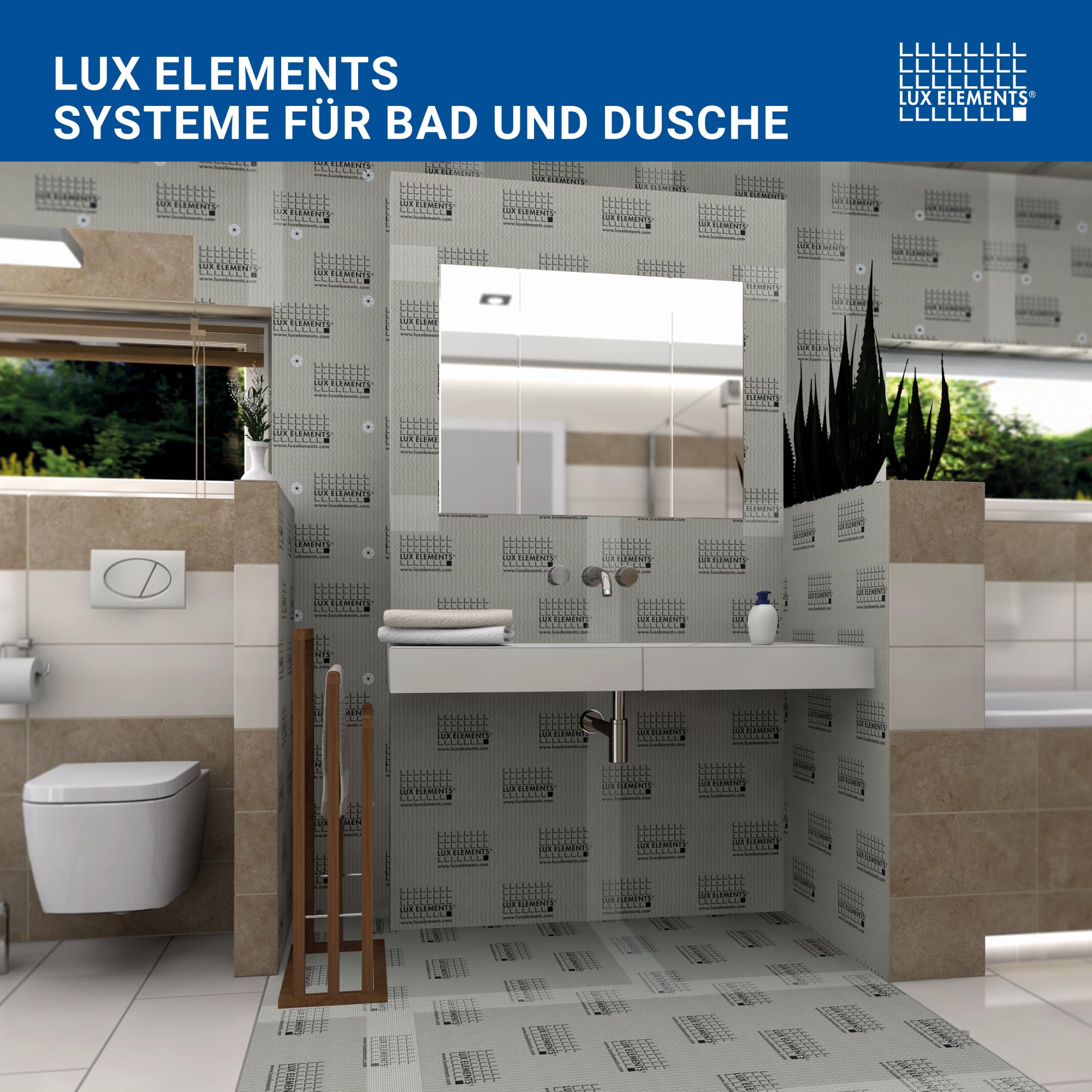 LUX ELEMENTS Bauplatte Fertig zum Verfliesen 125 x 60cm 2 Stk. I Hartschaumplatte 50mm aus expandiertem Polystyrol mit Spezialmörtel Beschichtung I Schimmelresistent