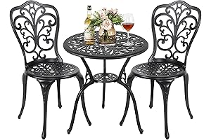 NUU GARDEN Outdoor Bistro Set, All Weather Cast Aluminum Patio Furniture, 3...