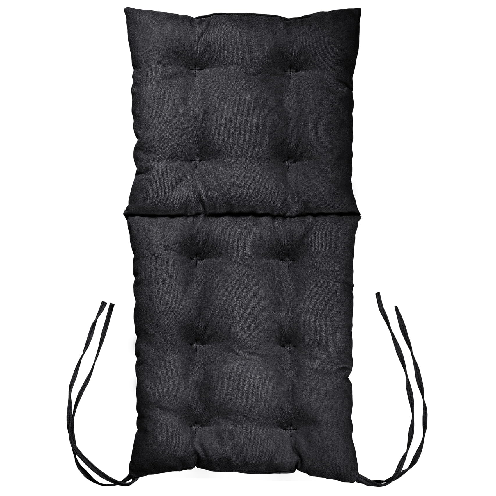 Cuscino Per Sedia Da Esterno 50x50 Cm - Imbottito, Impermeabile E Con Corde Di Fissaggio, Nero - Foto 5